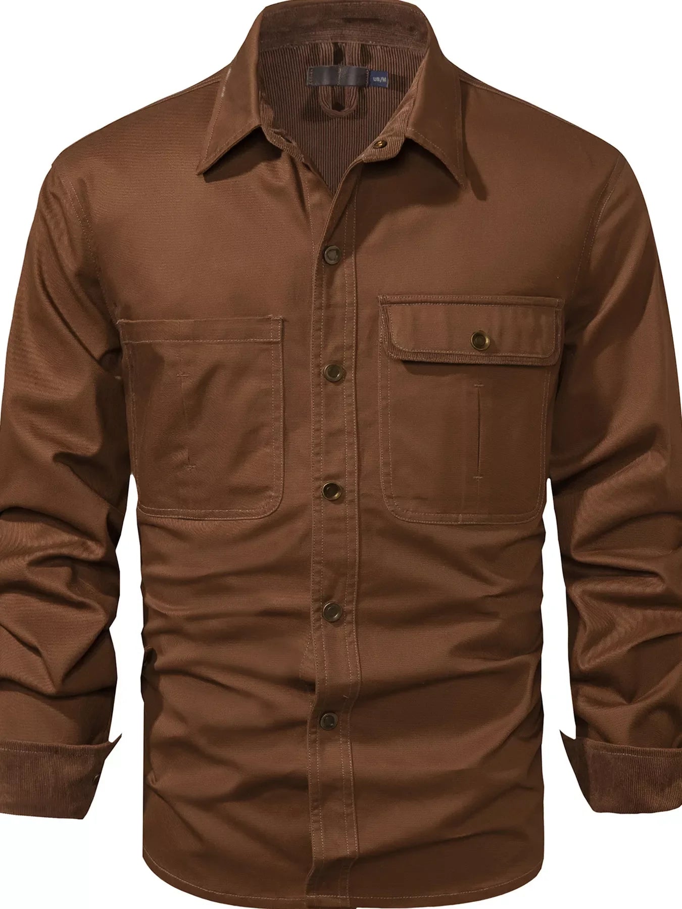 Men's Casual Long Sleeve Button-Down Shirt with Pockets