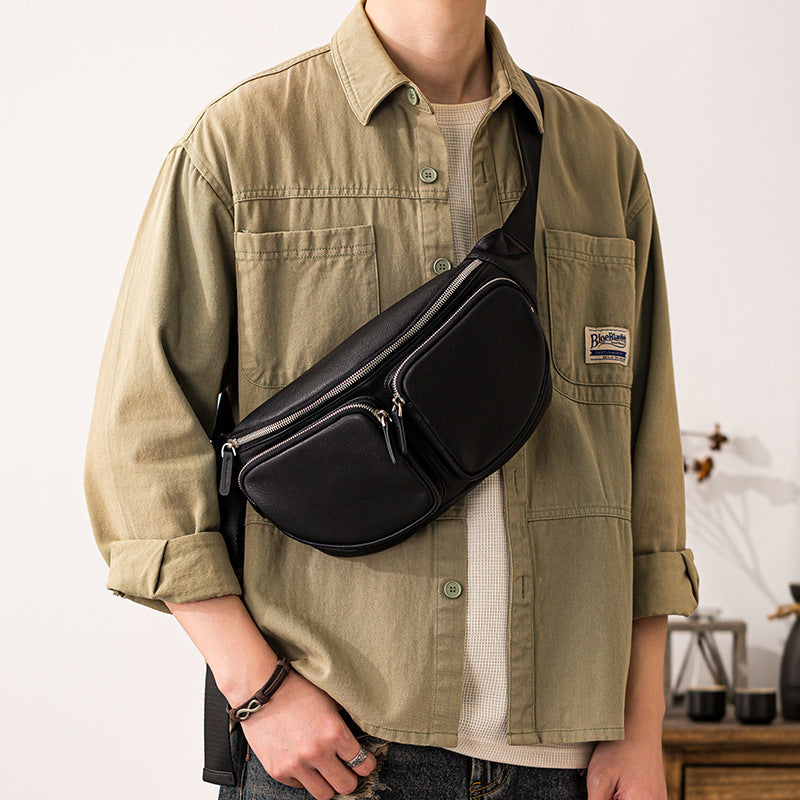 Leather Crossbody Bag Motorcycle Bag Sports Mens Bag