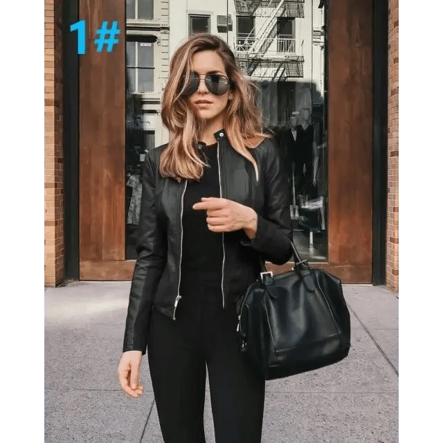 Elegance Autumn And Winter New Solid Color Jacket For Women's PU Leather Warmth Fashion Long-Sleeved Jacket For Women