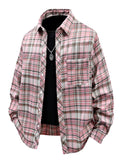 Men's Full Size Casual Plaid Long Sleeve Shirt Plus Size