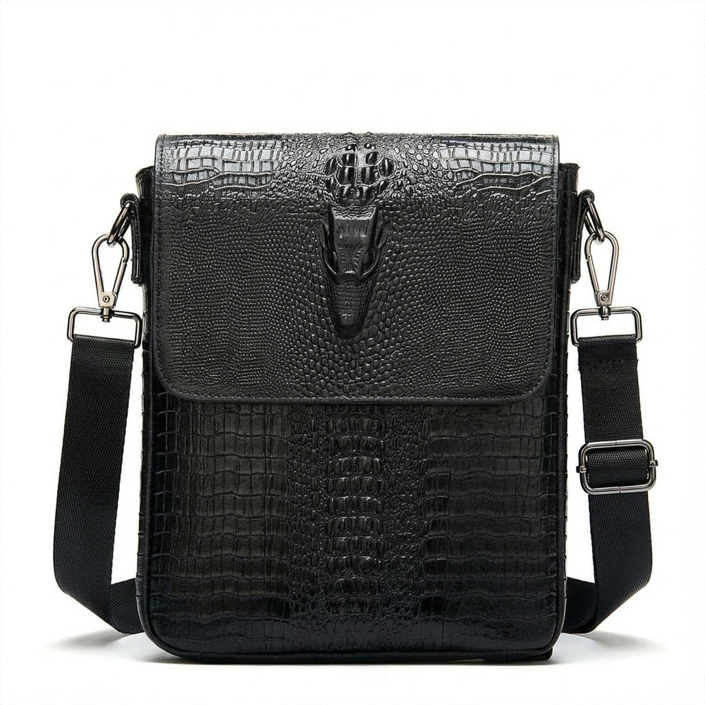 Men's Croc-Embossed Leather Sling Bag – Structured Office Carry