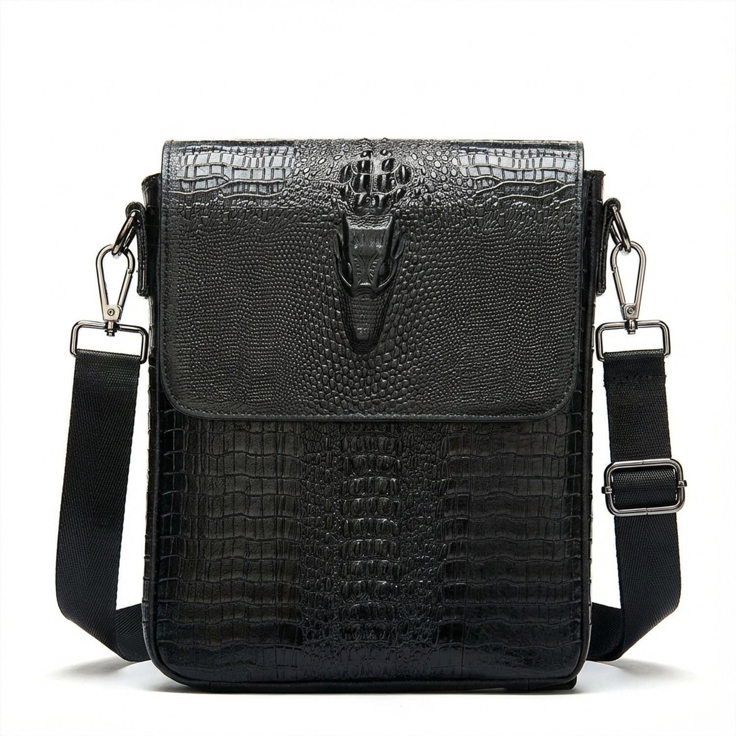 Men's Croc-Embossed Leather Sling Bag – Structured Office Carry