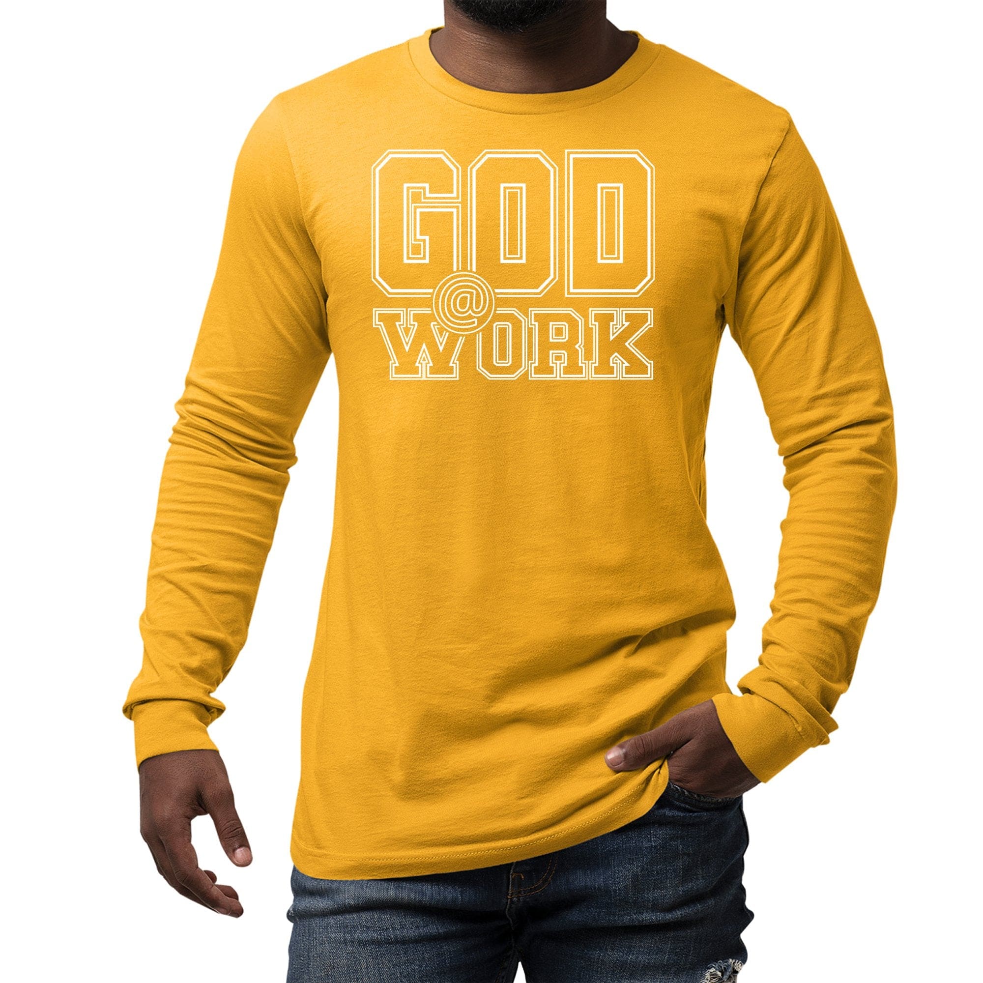 Mens Long Sleeve Graphic T-shirt - God at Work Tee