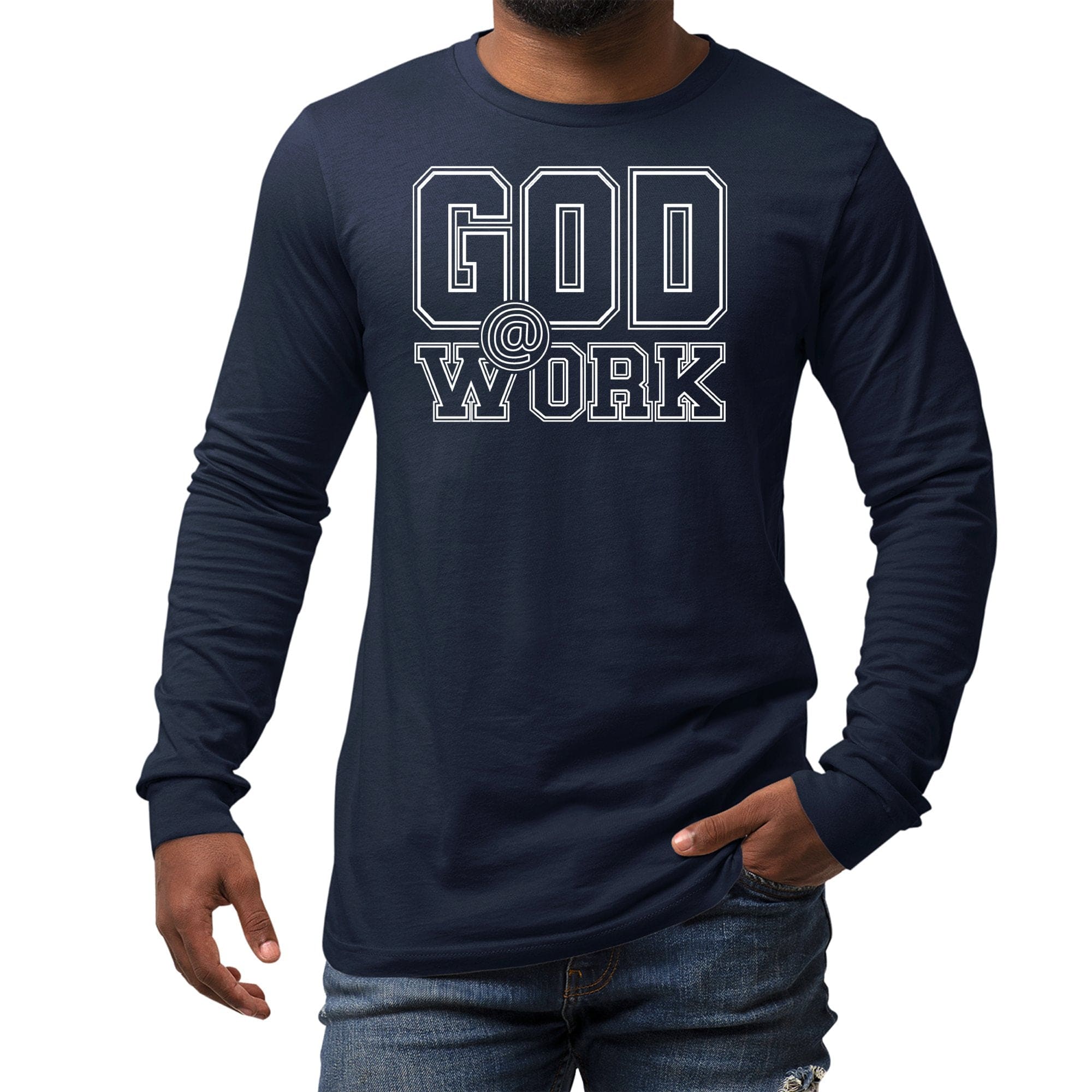 Mens Long Sleeve Graphic T-shirt - God at Work Tee
