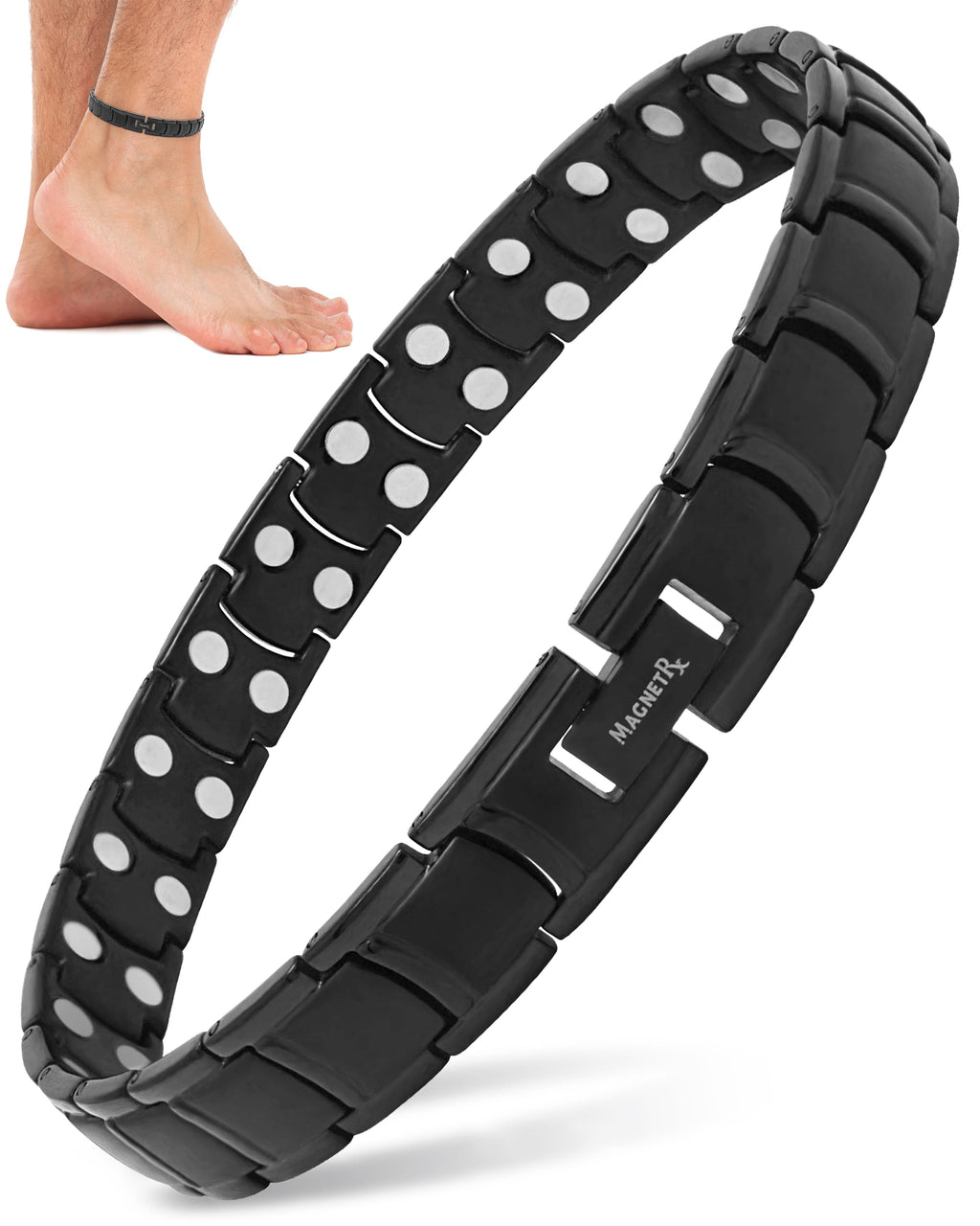 Ultra Strength Titanium Magnetic Therapy Anklet for Men (Black)