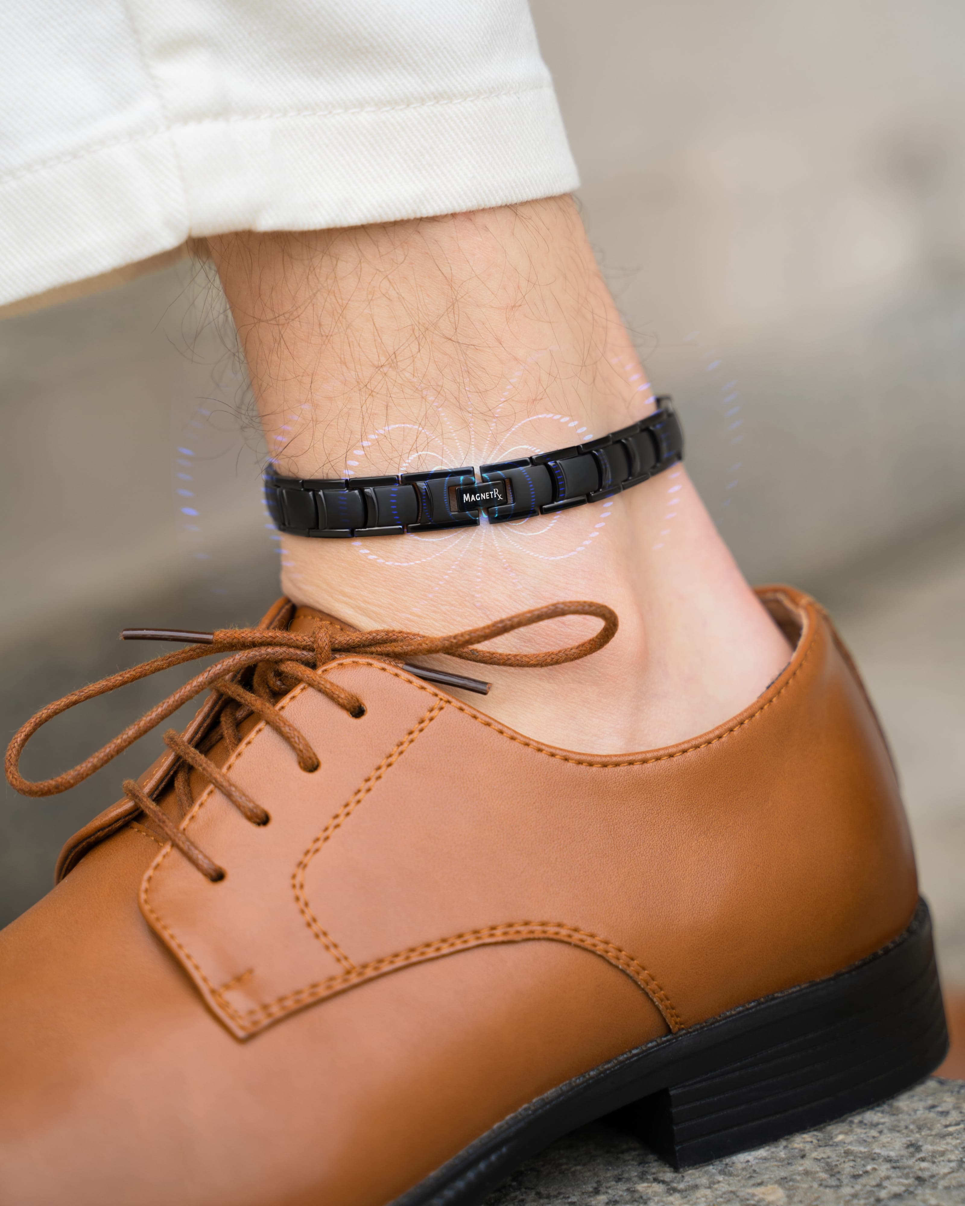 Ultra Strength Titanium Magnetic Therapy Anklet for Men (Black)
