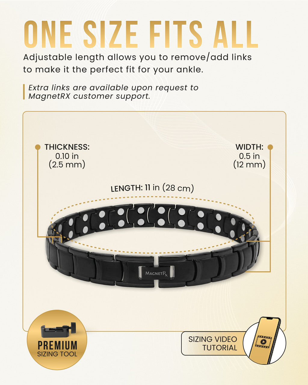Ultra Strength Titanium Magnetic Therapy Anklet for Men (Black)