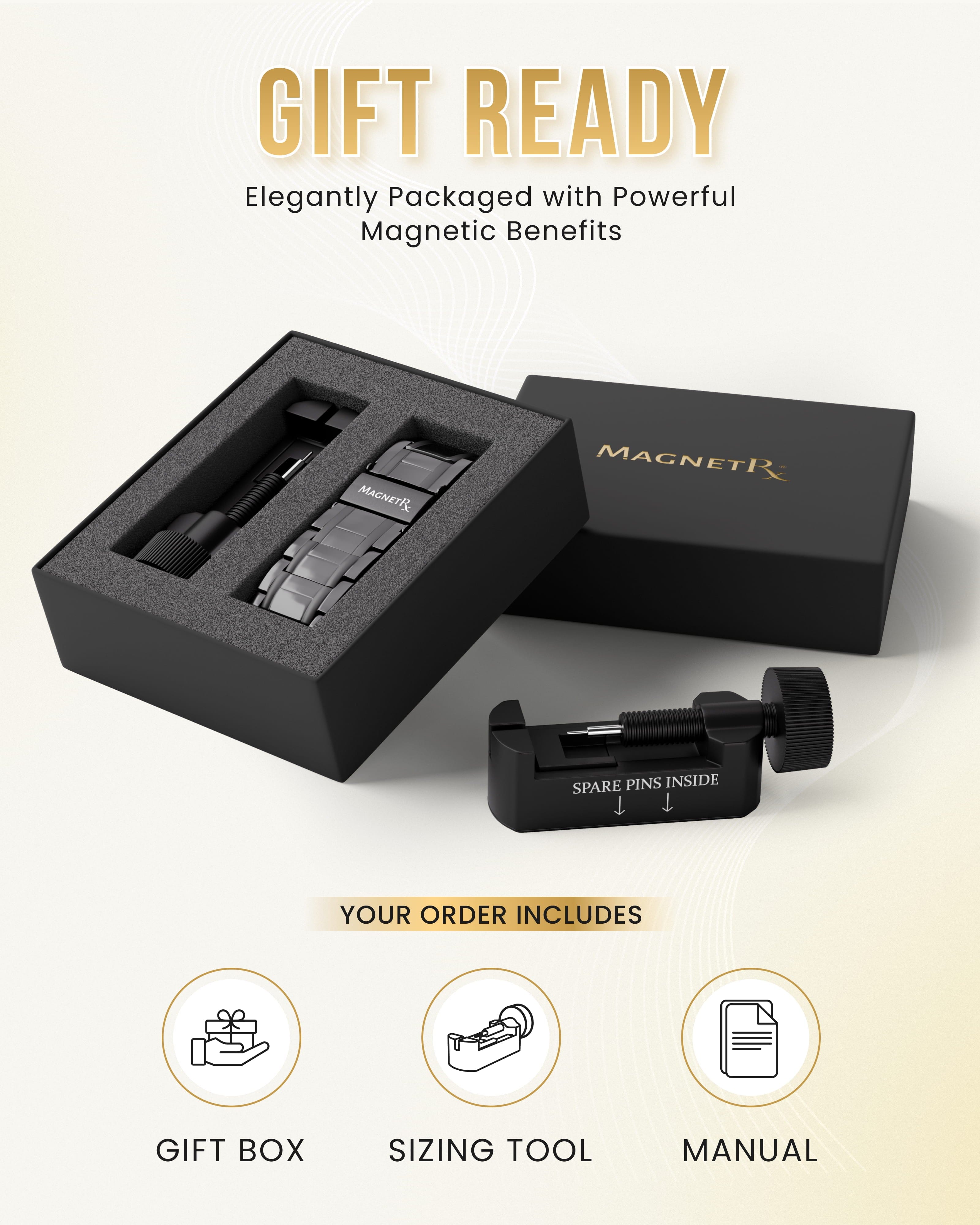 3x Strength Titanium Magnetic Bracelet for Men (Gunmetal)