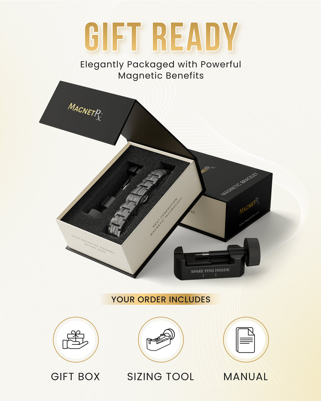 EllipseMAX Magnetic Bracelet for Men (Gunmetal)